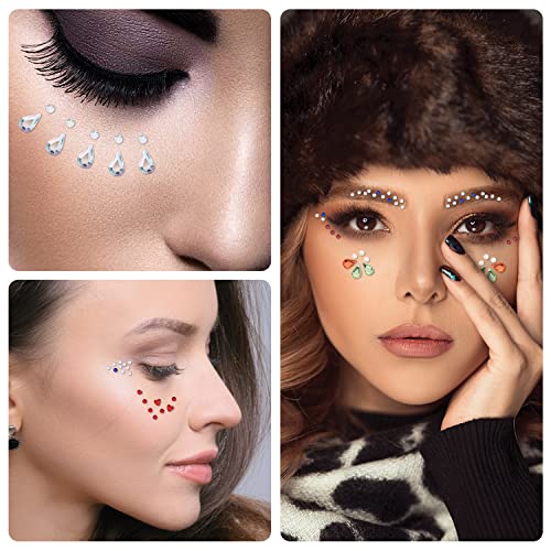 Self-Adhesive Face Gems and Rhinestones Kit for Makeup & Body Art - Multicolored