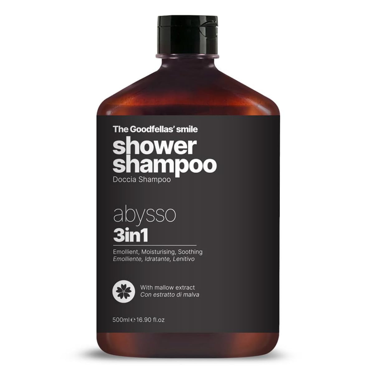 The Goodfellas' smile ABYSSO Shower Shampoo Body Wash | Fresh Citrus, Floral & Oak Scent | All-in-One Men's Cleanser for Hair, Beard & Skin | Made in Italy | 500ml | Bold Scent, Iconic Brand