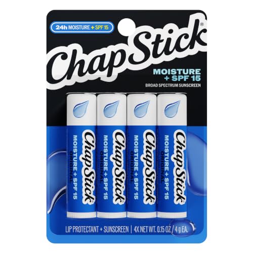 ChapStick Moisture Lip Balm SPF 15 - 4 Count Pack, 0.15 Oz Each