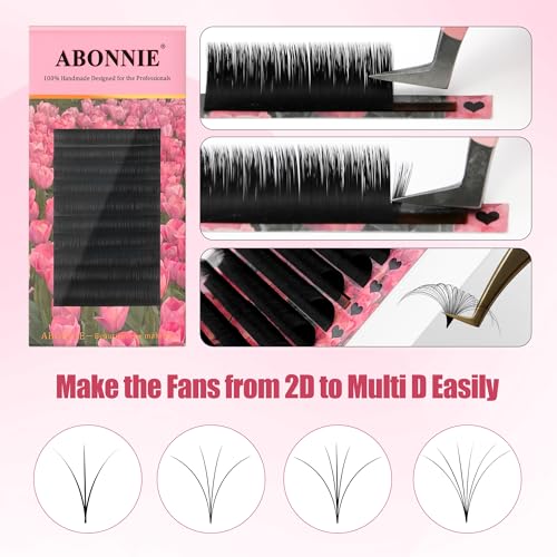 ABONNIE 0.03-CC Self Fanning Lash Extensions 8-15mm Mixed Length Cashmere Fans