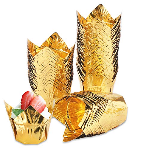 EUSOAR 50Pcs Aluminum Foil Cupcake Liners - Eco-Friendly Baking Cups
