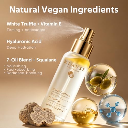 KIMUSE White Truffle Serum Spray with Niacinamide & Hyaluronic Acid - 3.38 fl oz Hydrating Face Mist for All Skin Types