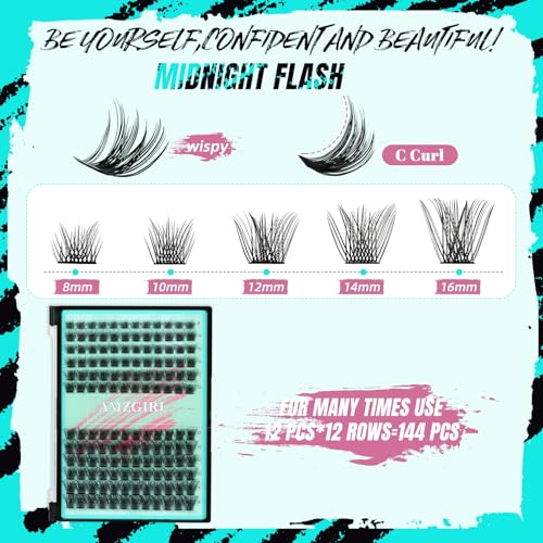 AMZGIRL Midnight Lash Extension Kit 144 PCS C Curl 8-16mm