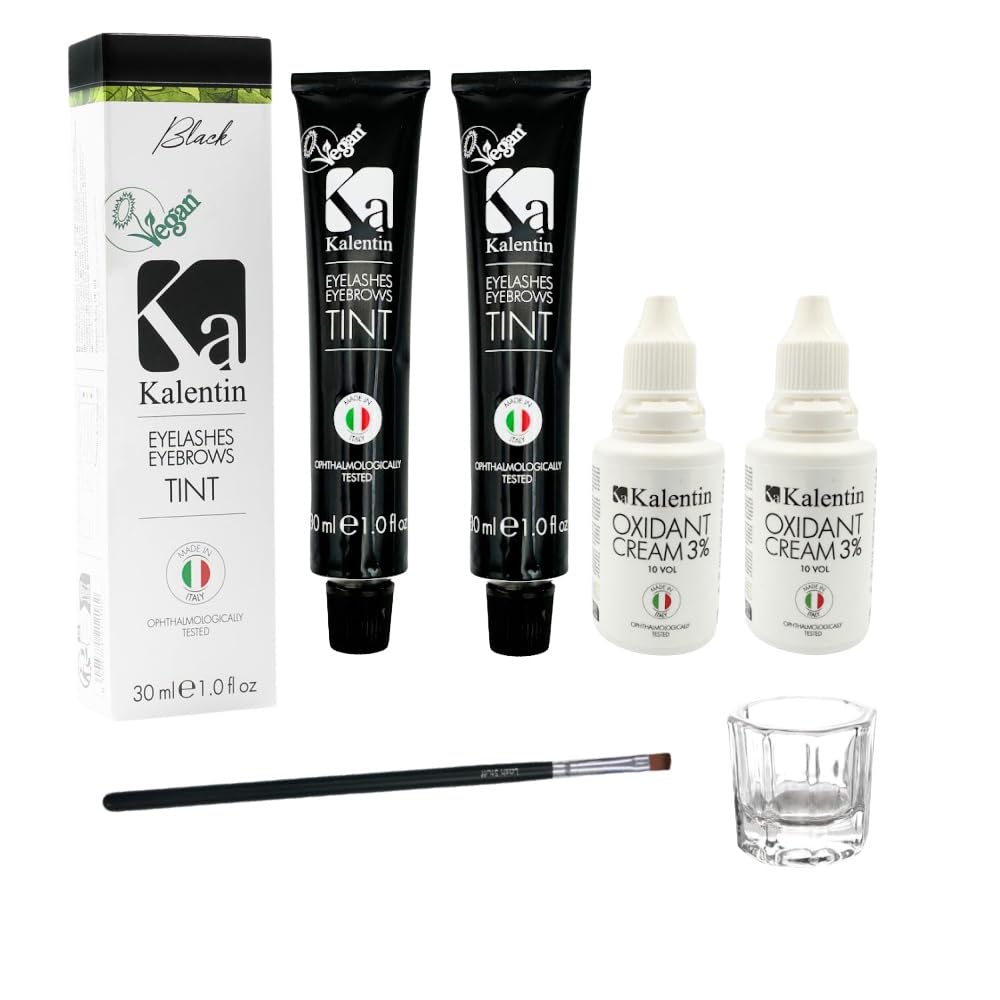 Kalentin Eyebrow Color 2-Pack with 2 Developers - Deep Black Tint