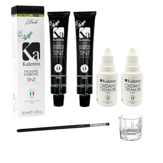 Kalentin Eyebrow Color 2-Pack with 2 Developers - Deep Black Tint
