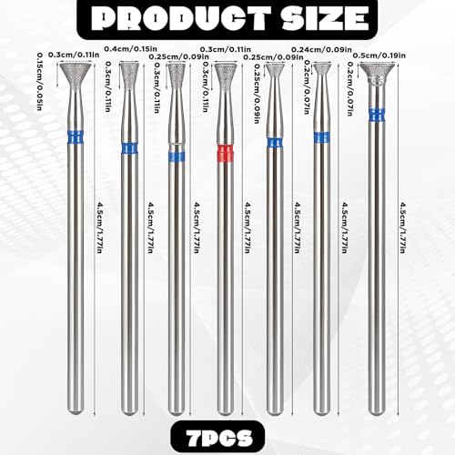 7-Piece Diamond Nail Drill Bit Set for Professional Manicure