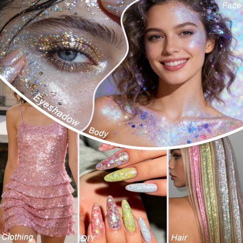 Red Face & Body Glitter Stick - Sparkling Hair & Makeup Glitter 32G