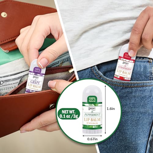 Dmsky Mini Lip Balm Set - 20 Pack with Vitamin E & Coconut Oil