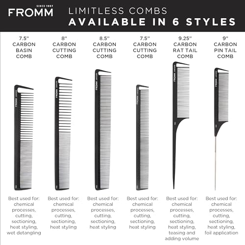 Fromm F3015 Limitless 9-Inch Pin Tail Comb - Heat Resistant & Durable (2 Pack)