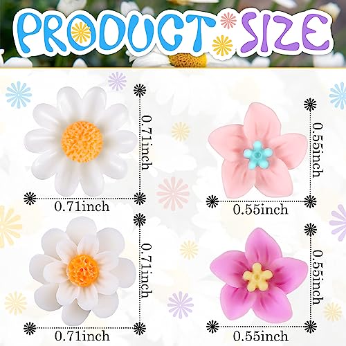 BBTO 24 Pcs Daisy Hair Clips Set - White, Yellow & Pink Mini Flower Hairpins