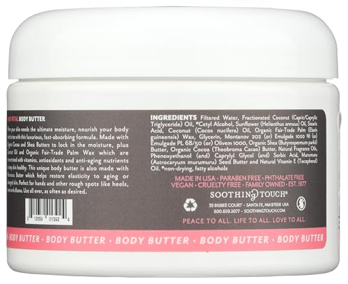 Soothing Touch Rose Petal Body Butter 13 oz - Nourishing Moisturizer for Dry Skin