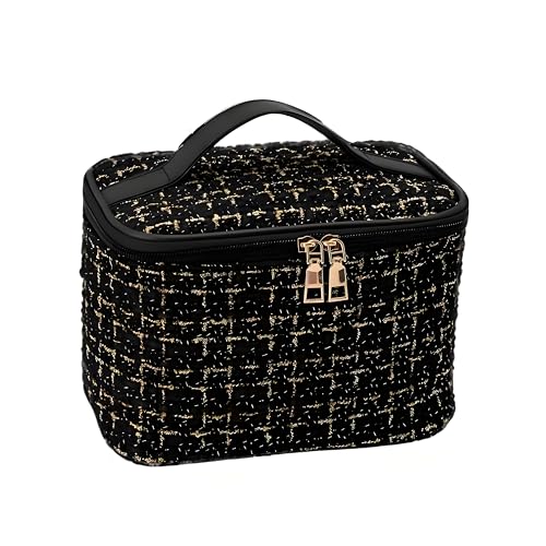 Plaid Makeup Bag - Portable Toiletries Organizer for Travel