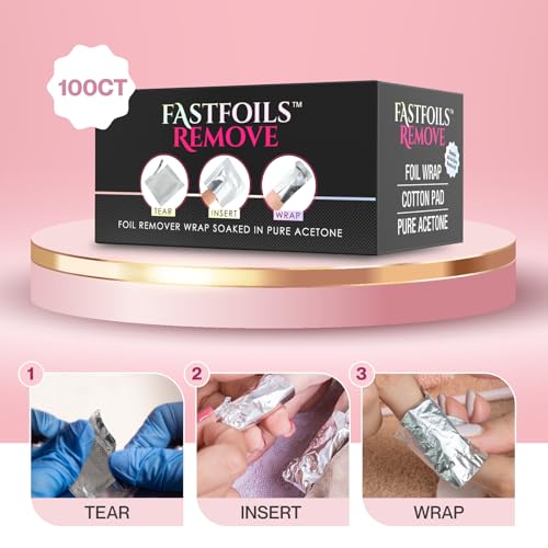 Americanails FastFoils 100 Count Nail Polish & Gel Removal Wraps with Cotton & Acetone