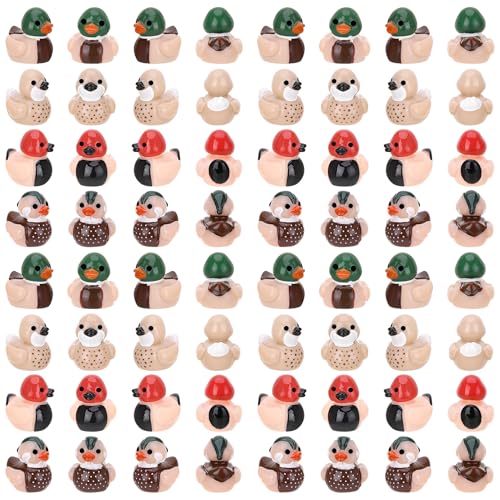 80 Mini Mallard Ducks - Vibrant Resin Bird Decorations