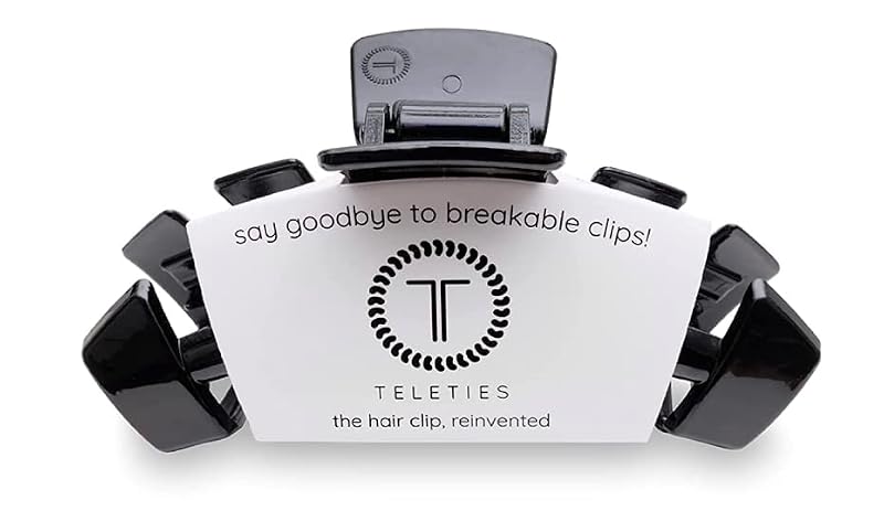 Teleties Medium Hair Clip - Strong Grip, Bendable Teeth, Jet Black