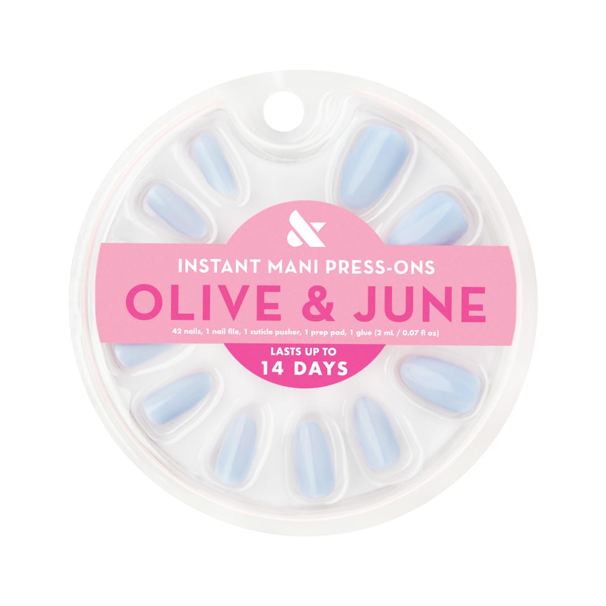 Instant Mani Summer Press-On Nails - Non-Toxic, Long-Lasting | 42 Fake Nails in 21 Sizes | Medium Almond Shape