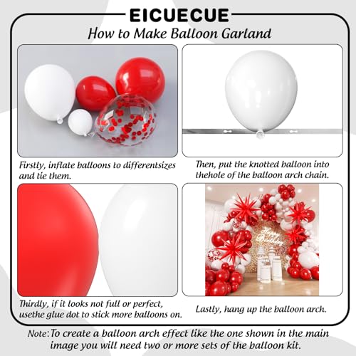 200-Piece Red and White Balloon Arch Kit with Stars for Parties