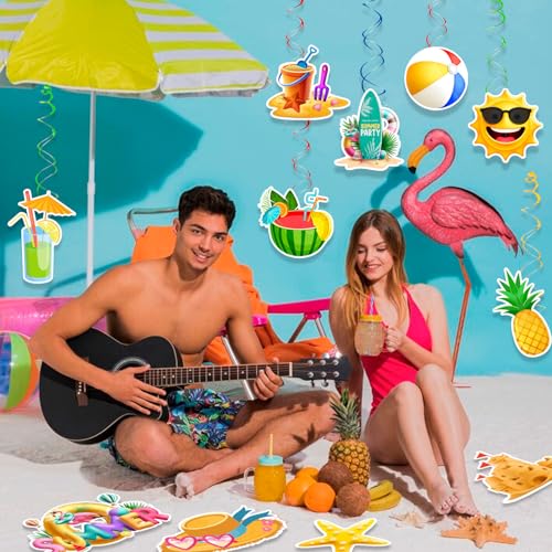 33pcs Tropical Beach Pool Party Hanging Decorations Kit