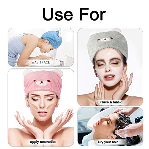 Lamoutor Kids Hair Drying Towel Cap - 3 Pack Soft & Absorbent