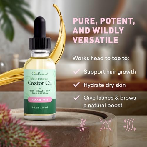 Cold-Pressed Castor Oil for Hair, Skin & Eyelash Growth – 1 Fl Oz