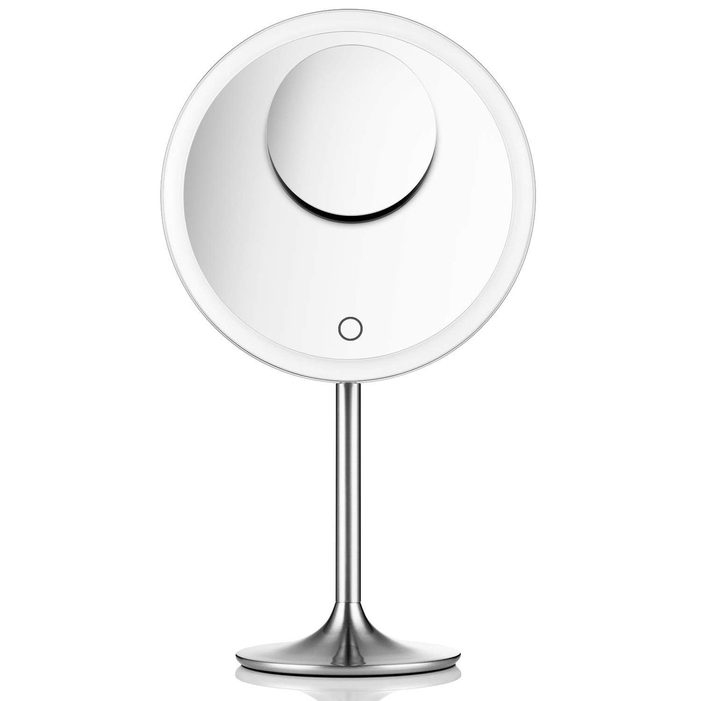 Vanity Makeup Mirror with Lights - 9-Inch, 5X & 10X Magnification, Rechargeable, Touch Dimming, Adjustable Angle