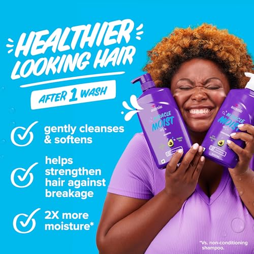 Aussie Miracle Moist Shampoo & Conditioner Set with Deep Treatment - Paraben-Free, All Hair Types, 3-Pack