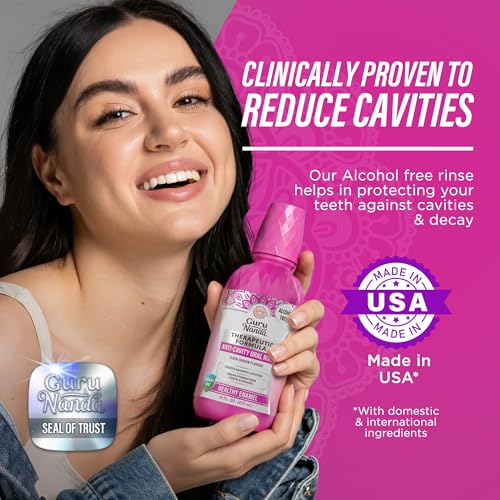 GuruNanda Alcohol-Free Mint Mouthwash with Fluoride 16 oz - Daily Oral Care