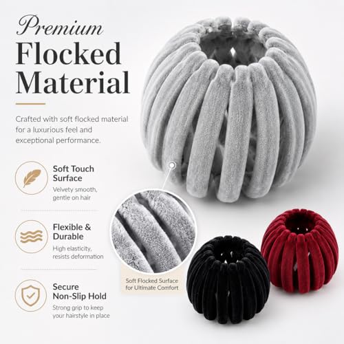3PCS Expandable Hair Clips for Women - Flexible Ponytail Holders