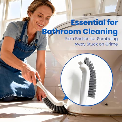 3-Pack Hard Bristle Scrub Brushes for Bathroom & Tight Spaces