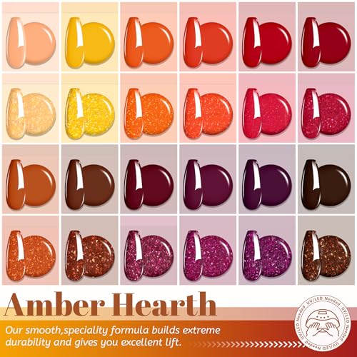 ABAC Amber Hearth 24 Color Gel Nail Polish Palette with Glitter for Ombré & Floral Nail Art