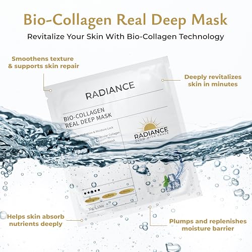 Hydrating Collagen Face Mask - 4-Pack with Hyaluronic Acid & Amino Acids