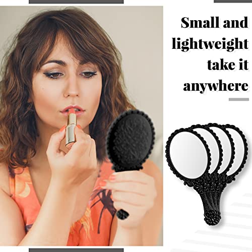 Black Vintage Handheld Mirror Set - 16 Pack Compact Retro Makeup & Travel Mirrors