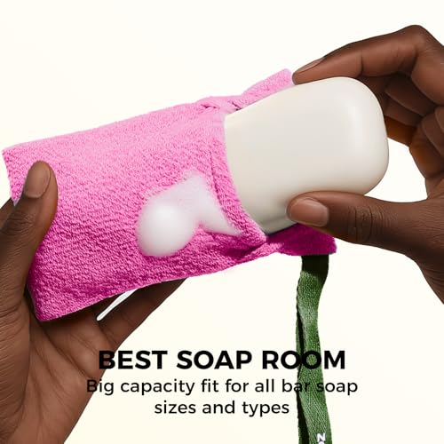 ZOMCHI Soap Saver Bags - 2 Pack Exfoliating Soap Pouches, Pink