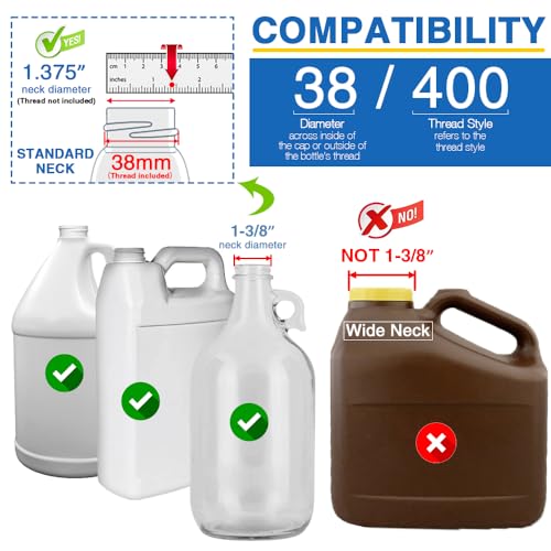 White 6 Pack Gallon Syrup Pump Dispensers Leak-Proof Food & Beverage Use