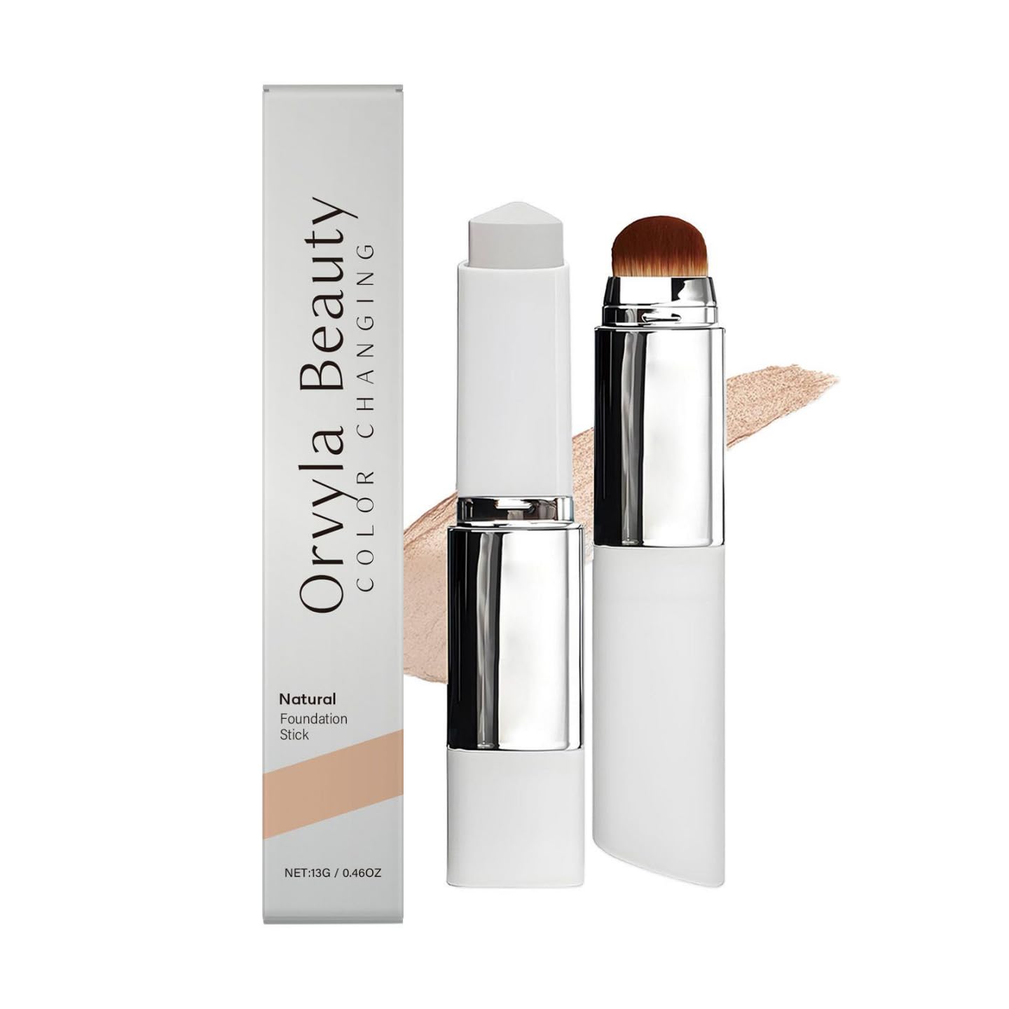 Korean Color Changing Foundation Stick - 2-in-1 Concealer & Foundation Duo | Natural Dewy Finish, Dual-Ended with Brush