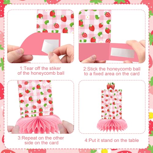 Berry First Birthday Honeycomb Decorations - 8 Pcs Table Topper Set