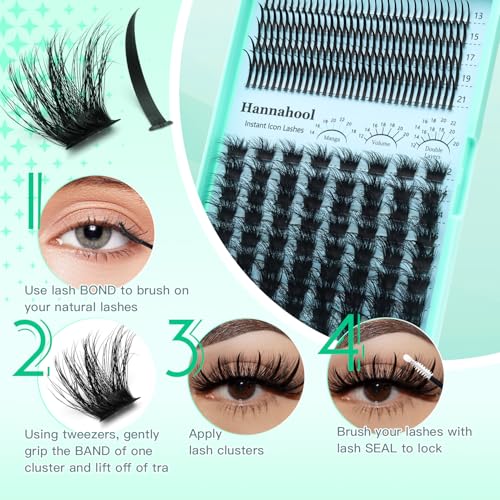 Hannahool Cluster Lashes - Long Wispy D Curl DIY Extensions (12-22mm)