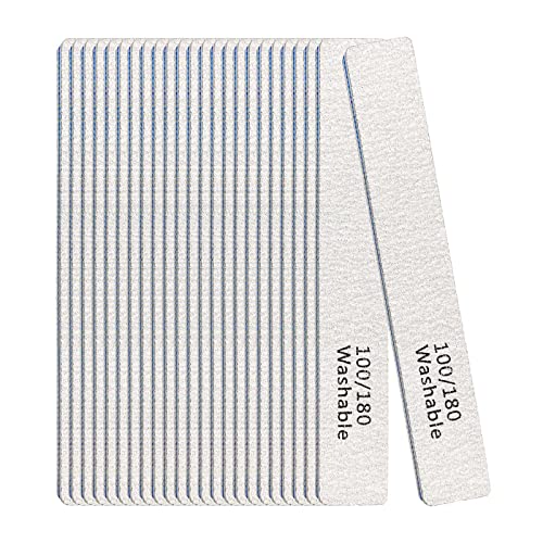 24 Pack Professional Reusable Nail Files with 100/180 Grit for Manicure & Nail Art