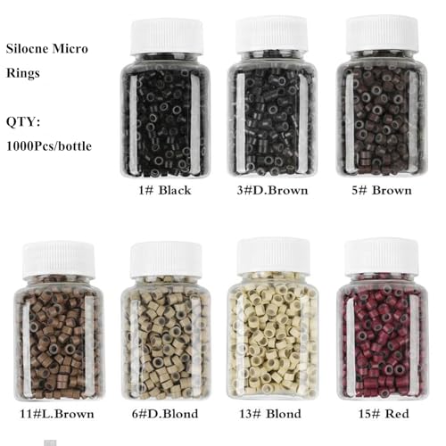 1000Pcs Silicone-Lined Micro Link Rings for Hair Extensions 5mm Wine Red - Hair Beads & Cuffs