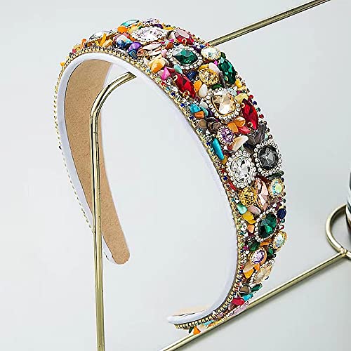 Iridescent Rhinestone Headband for Women - Candy Color Turquoise Glitter Hair Accessory