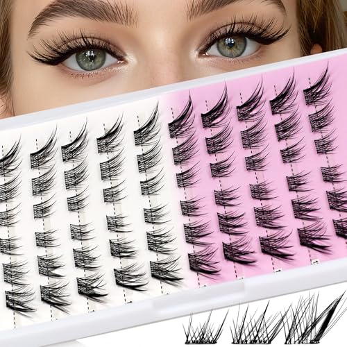 Self-Adhesive Fox Lash Clusters - 60pcs Wispy Anime Lashes