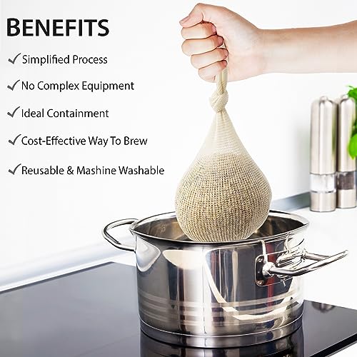 14" Beer Brewing Bags - 10 Pack Cotton Mesh for Homebrewing