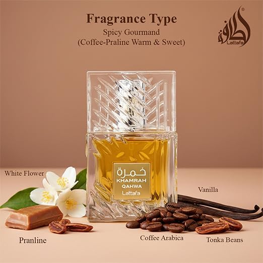 Lattafa Khamrah Qahwa Eau de Parfum - Vanilla & Cinnamon Unisex Fragrance | 3.40 Oz / 100 ml