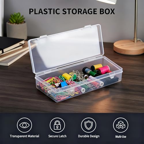 6-Pack Clear Plastic Storage Boxes with Lids for Craft & Desk Supplies