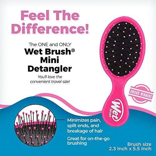 Wet Brush Original Detangler Hair Brush & Mini Bundle - Aqua/Pink