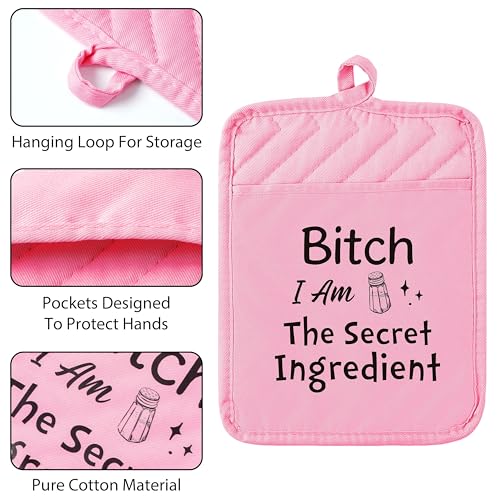GROBRO7 6-Piece Funny Oven Mitts & Pot Holders Set - I Am The Secret Ingredient