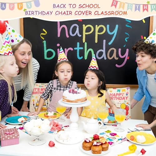 Happy Birthday Chair Covers Set of 2 for Classroom - 16.5x22.4 Inch