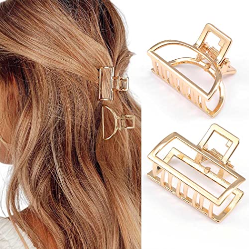 Gold Non-Slip Claw Hair Clips for Women & Girls - Mini Hair Accessories (2 Pack)