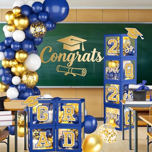 Class of 2026 Graduation Decorations Set - Blue & Gold Balloon Arch