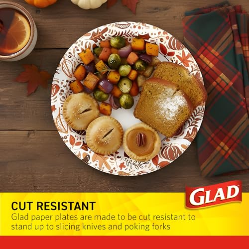 Glad Disposable Paper Plates - Happy Fall Design, 10 Inch, 50 Count